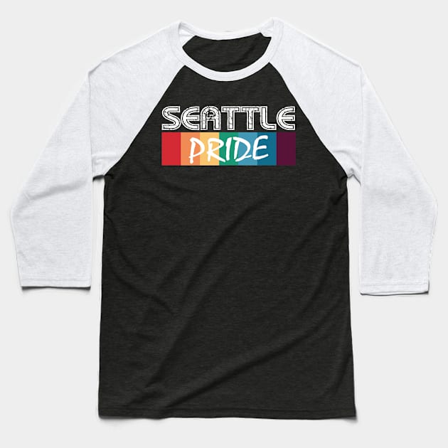 Seattle Vintage Gay Pride Baseball T-Shirt by JohnRelo